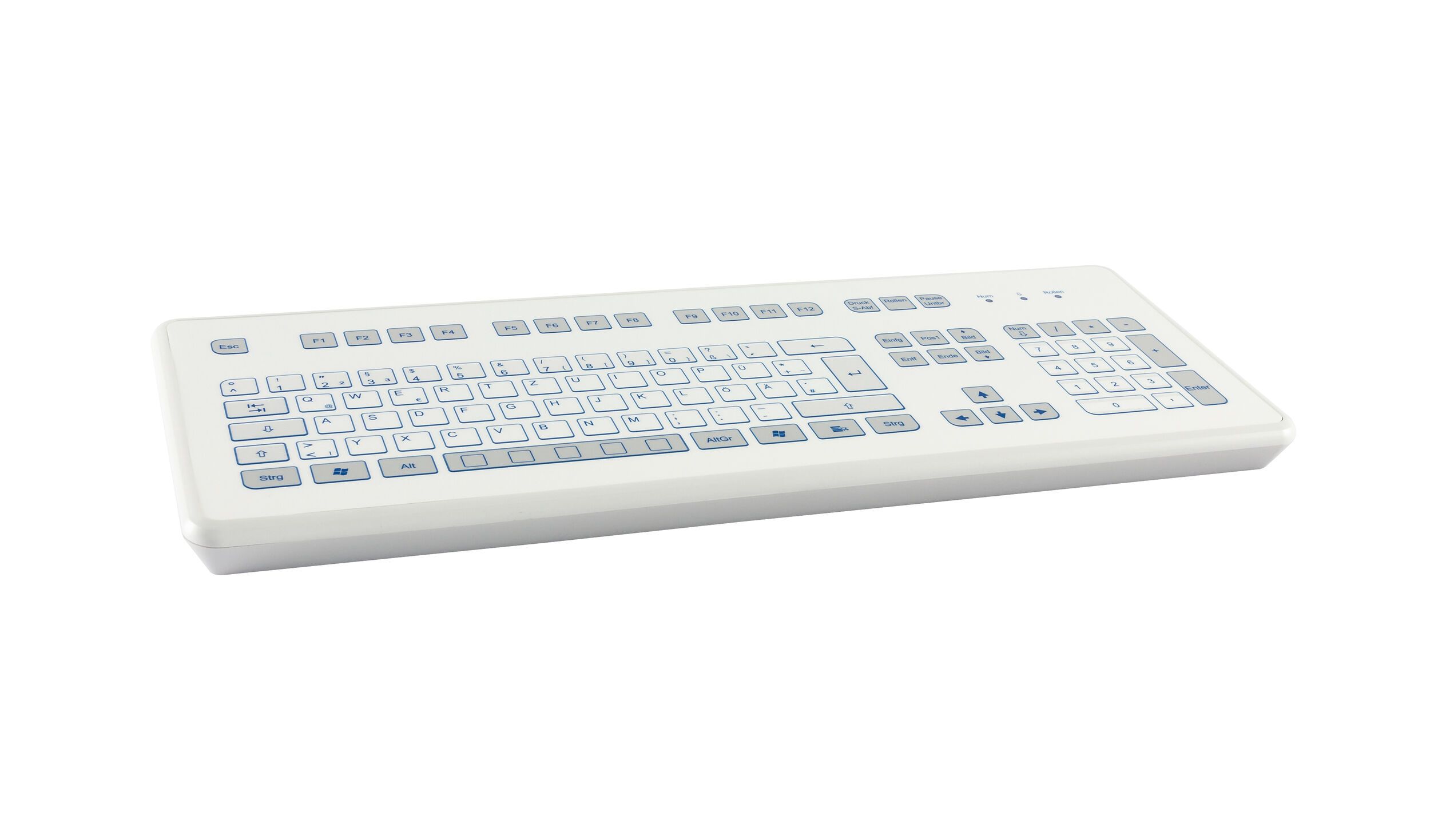 Foil covered keyboard, white, front view