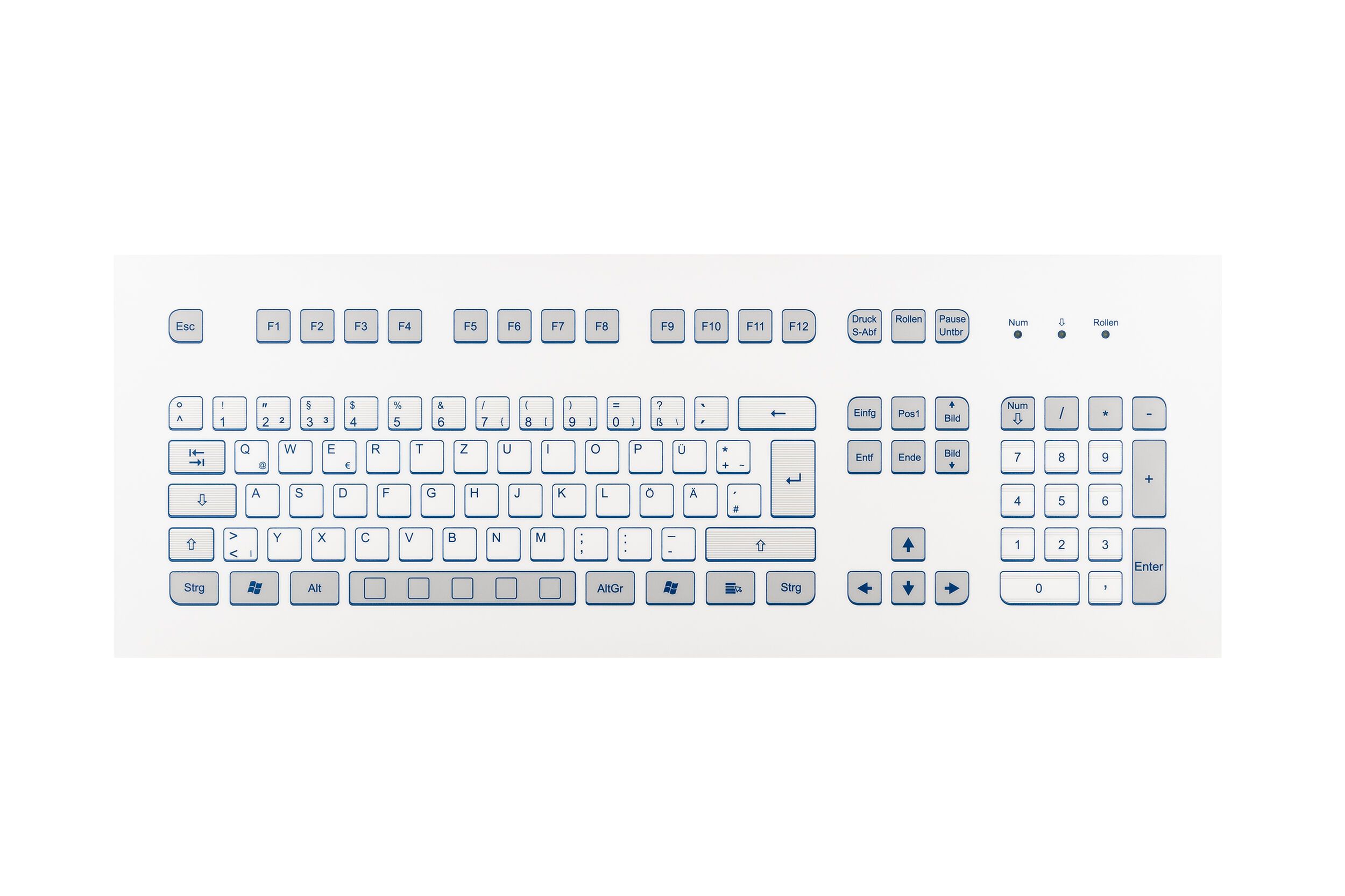 Foil covered keyboard, white, frontview