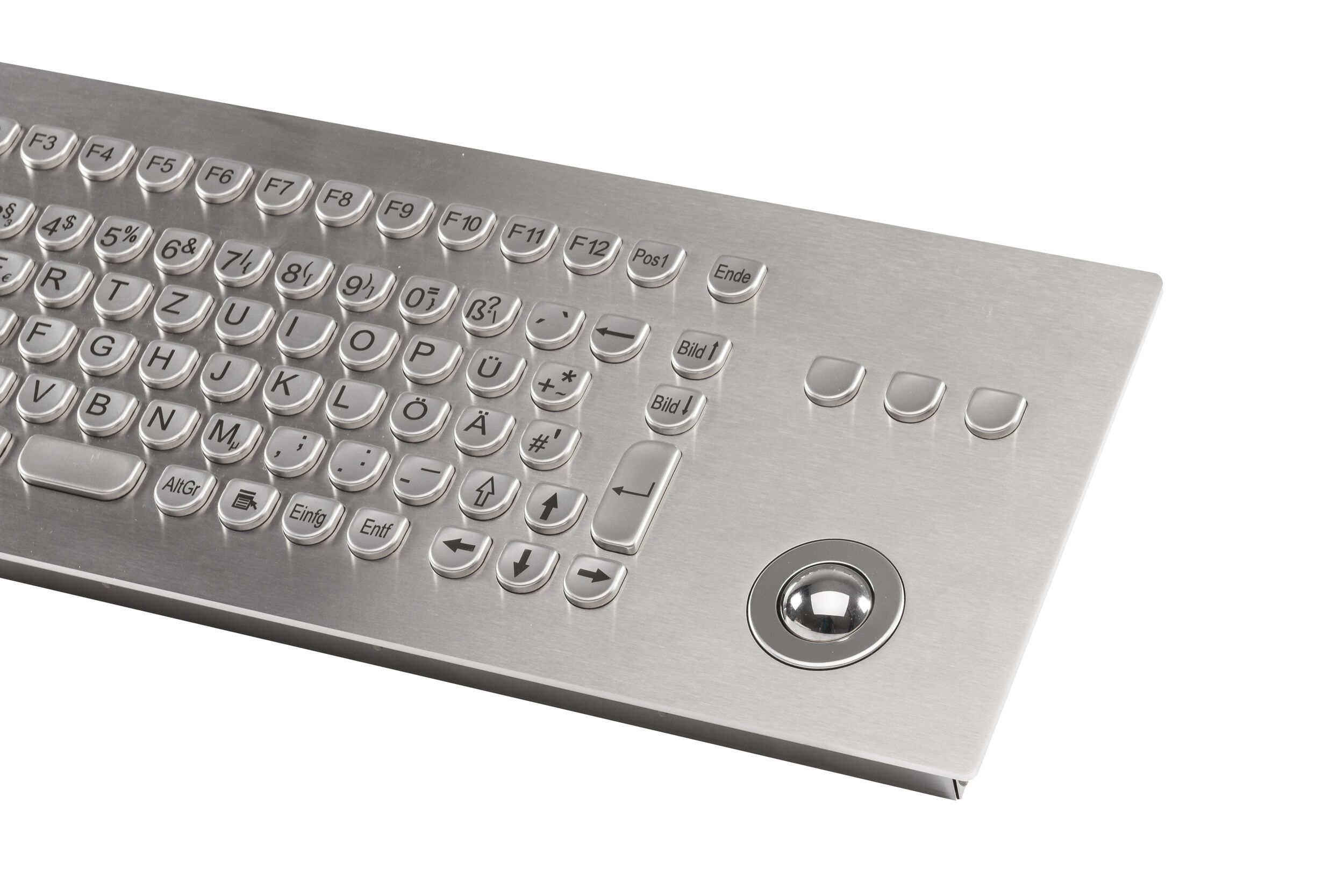 InduSteel® Stainless steel front mount keyboard with 25mm trackball