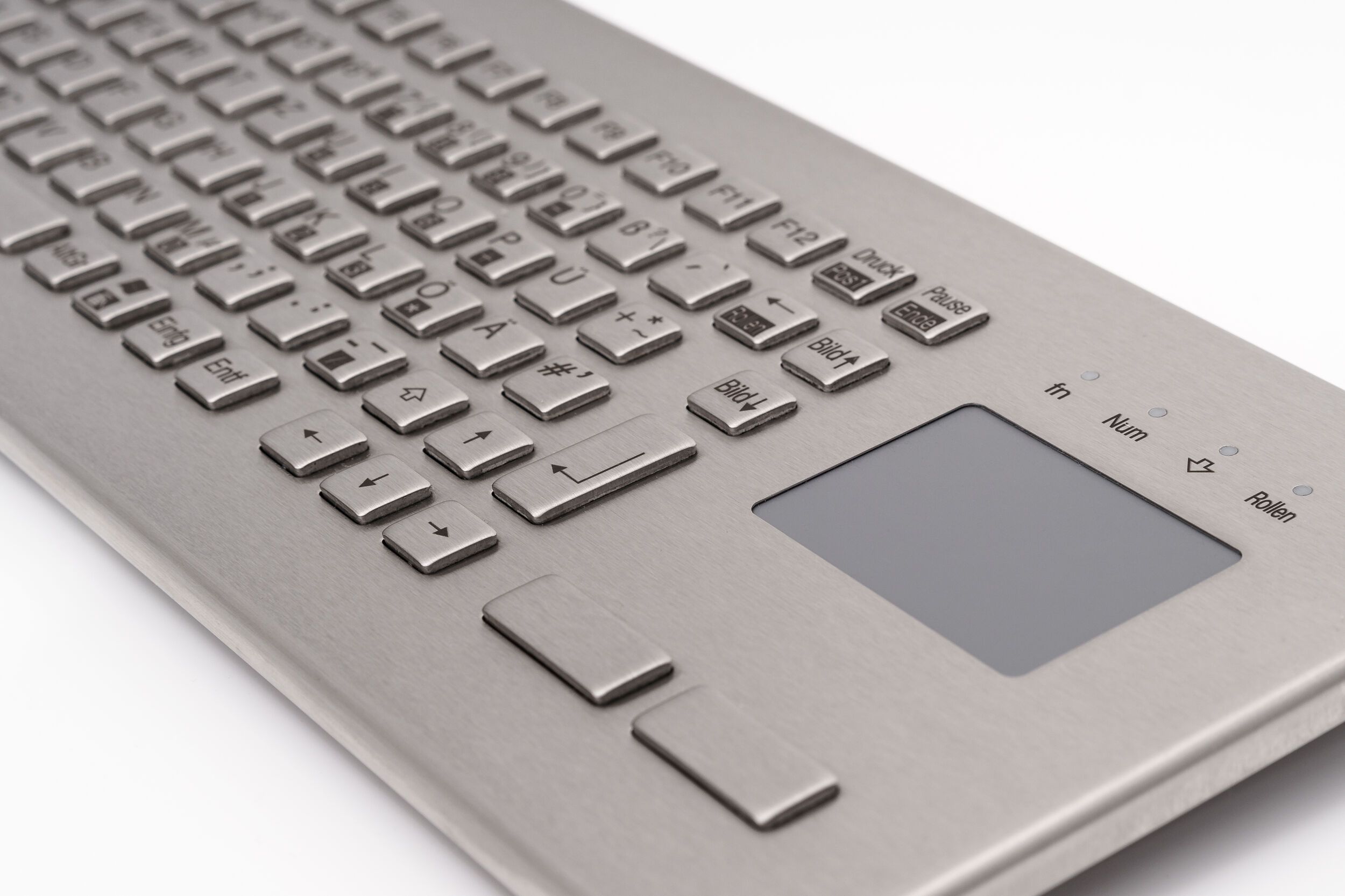 Stainless steel keyboard in housing with touchpad, compact and optinal labs free