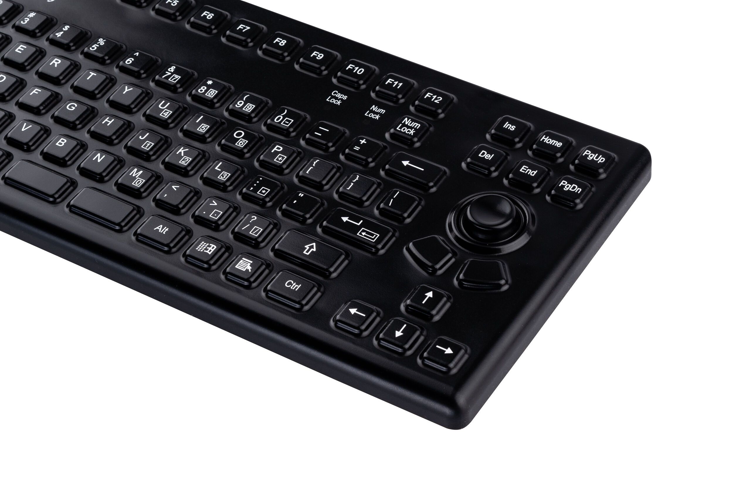 Silicon keyboard with integrated mousebutton, black, sideview